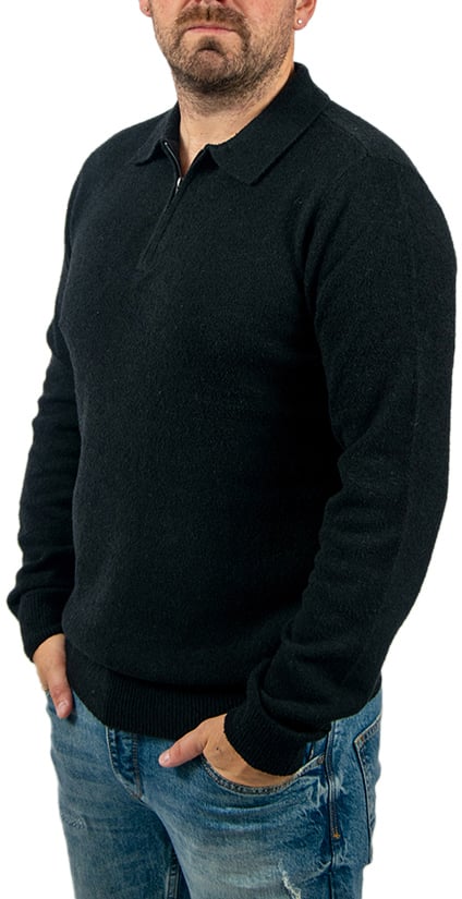 Pure Path Pure Path Regular Fit Zip Polo Knitwear Zwart