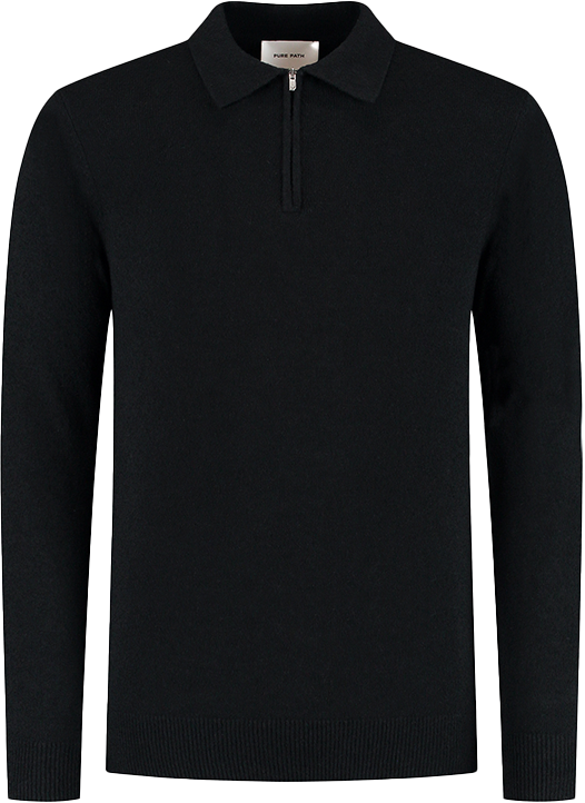 Pure Path Pure Path Regular Fit Zip Polo Knitwear Zwart