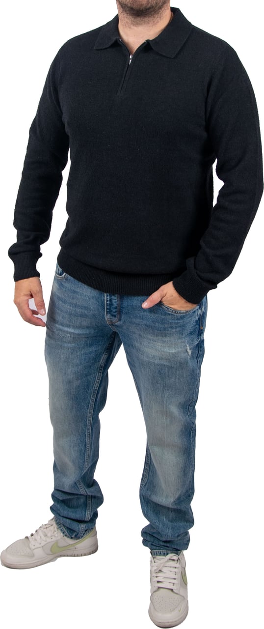 Pure Path Pure Path Regular Fit Zip Polo Knitwear Zwart