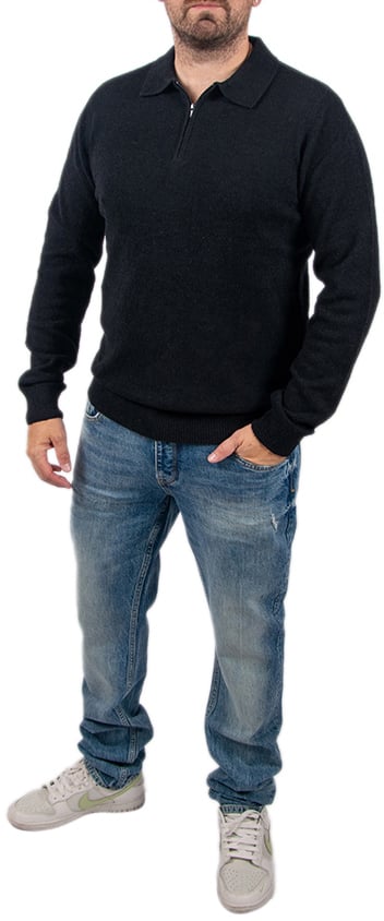 Pure Path Pure Path Regular Fit Zip Polo Knitwear Zwart