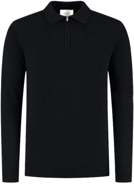 Pure Path Regular Fit Zip Polo Knitwear Zwart
