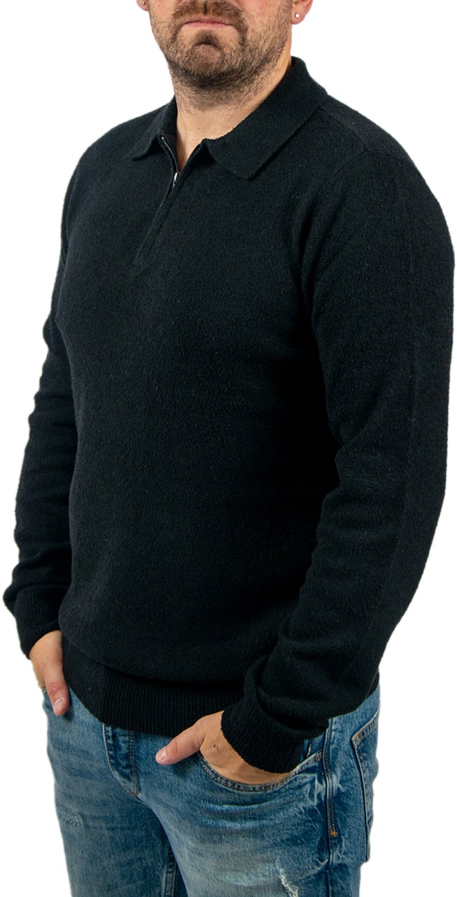 Pure Path Regular Fit Zip Polo Knitwear Zwart