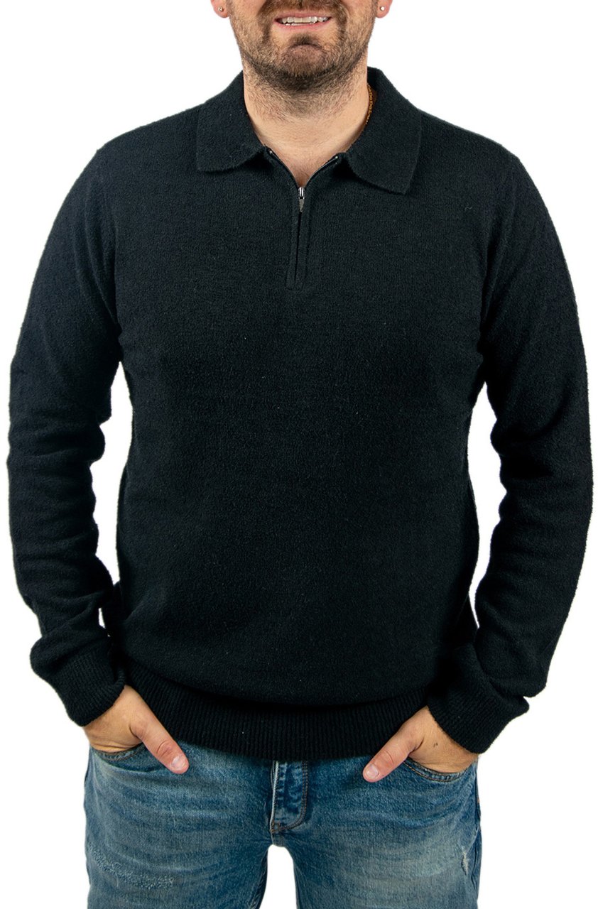 Pure Path Regular Fit Zip Polo Knitwear Zwart