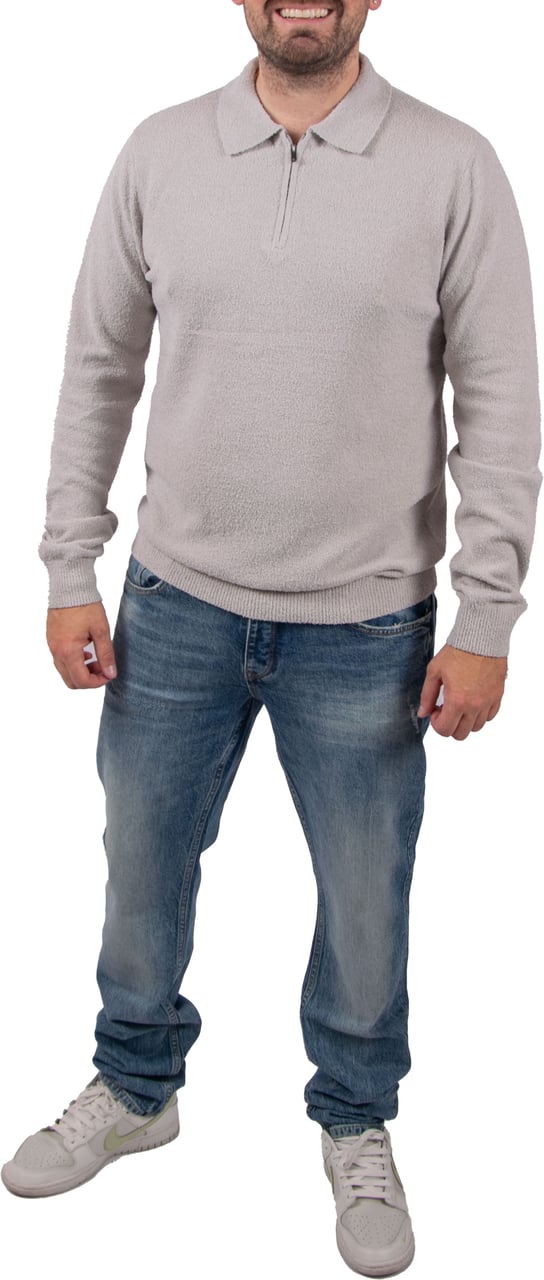 Pure Path Pure Path Regular Fit Zip Polo Knitwear Grijs
