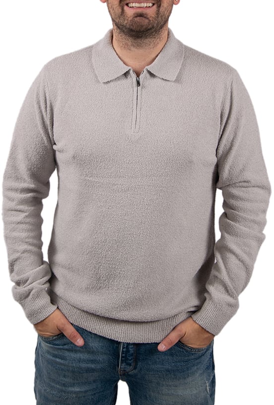 Pure Path Pure Path Regular Fit Zip Polo Knitwear Grijs