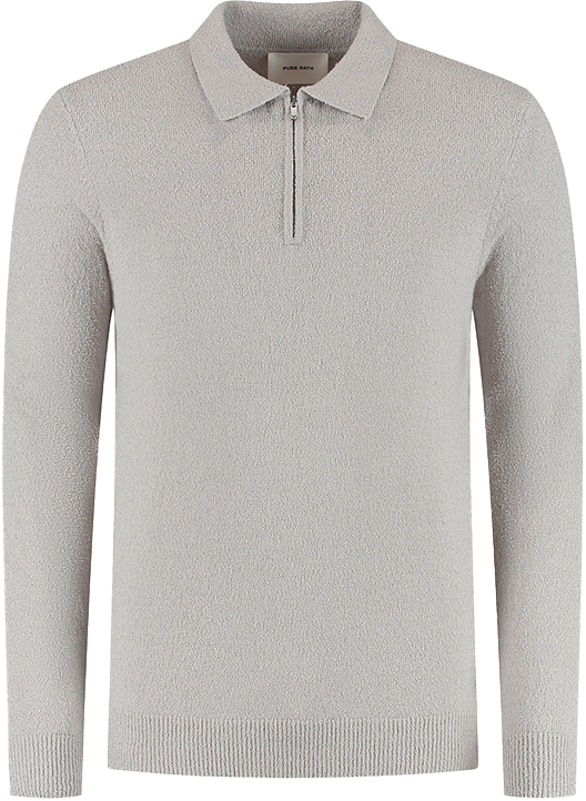 Pure Path Pure Path Regular Fit Zip Polo Knitwear Grijs