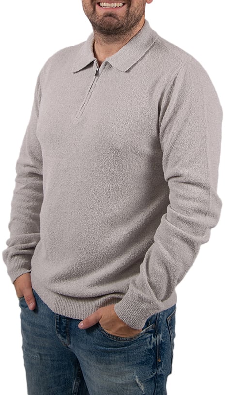 Pure Path Pure Path Regular Fit Zip Polo Knitwear Grijs