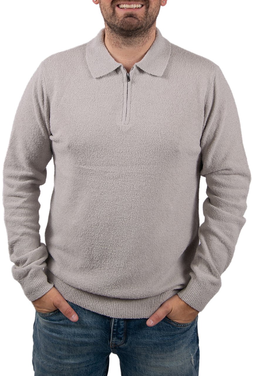 Pure Path Regular Fit Zip Polo Knitwear Grijs