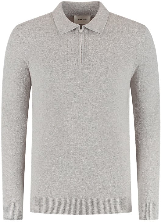 Pure Path Regular Fit Zip Polo Knitwear Grijs