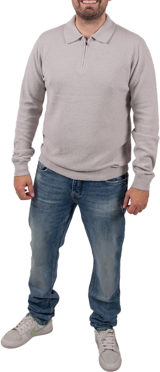 Pure Path Regular Fit Zip Polo Knitwear Grijs
