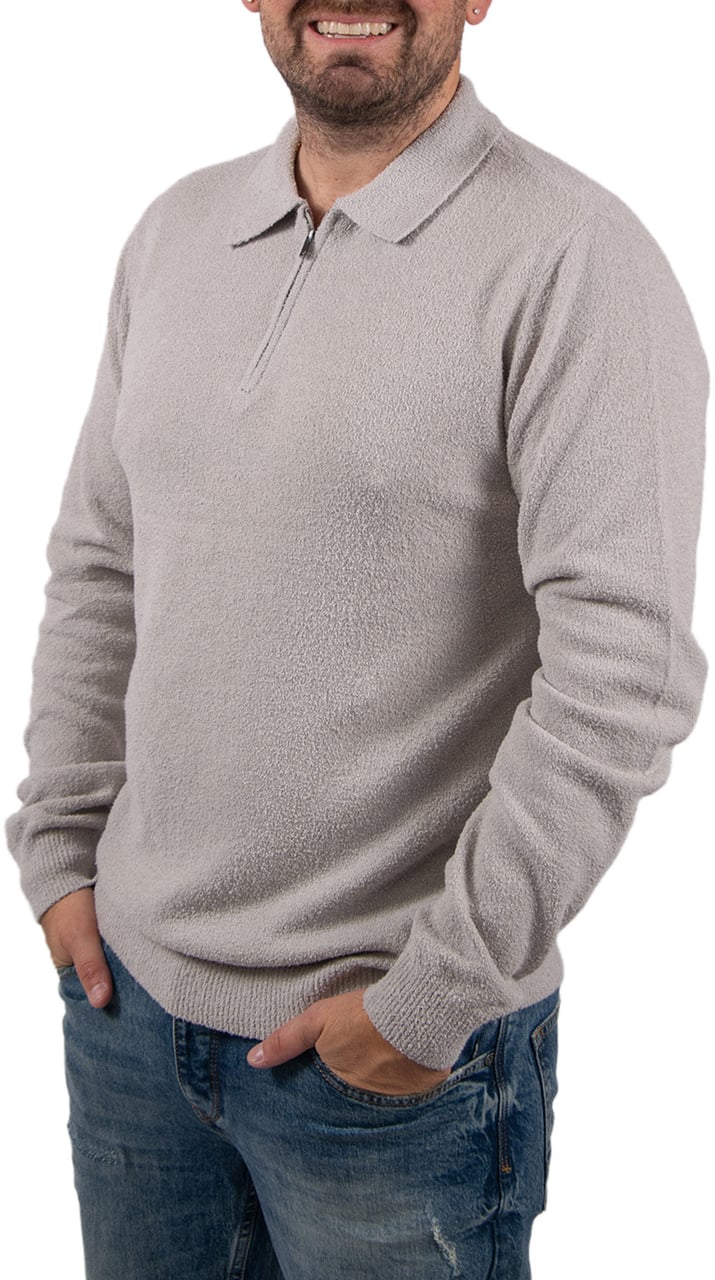 Pure Path Regular Fit Zip Polo Knitwear Grijs