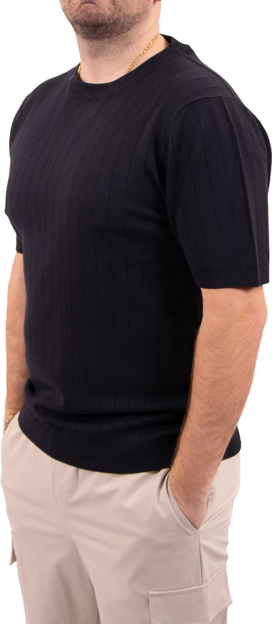 Pure Path Dropneedle Knitted T-Shirt Blauw