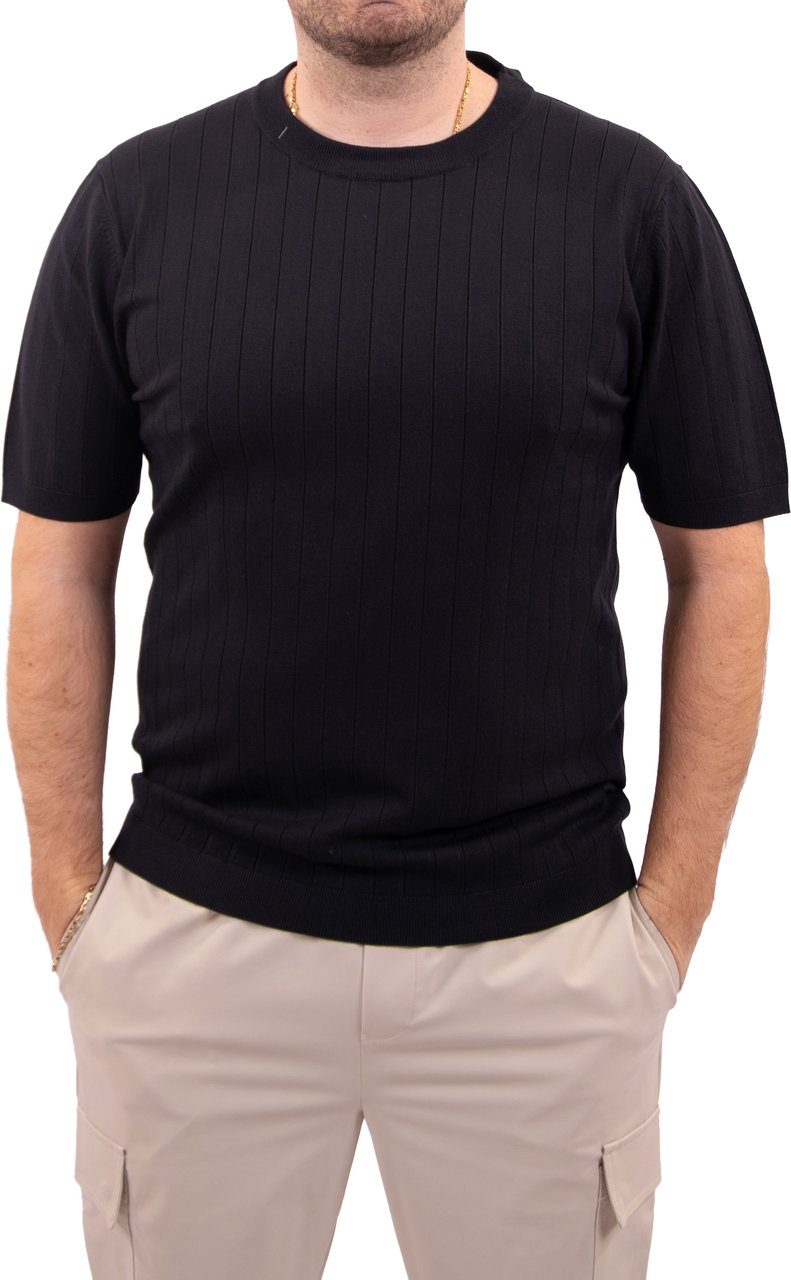 Pure Path Dropneedle Knitted T-Shirt Blauw