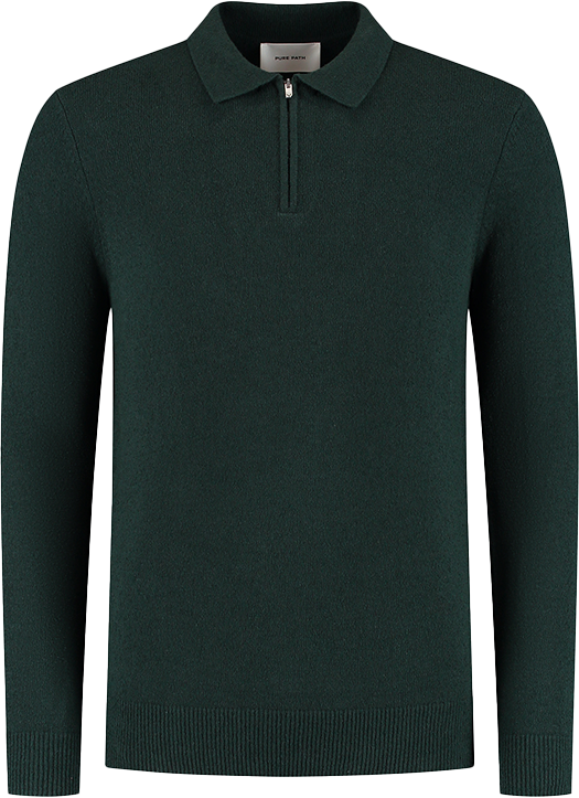 Pure Path Pure Path Regular Fit Zip Polo Knitwear Groen