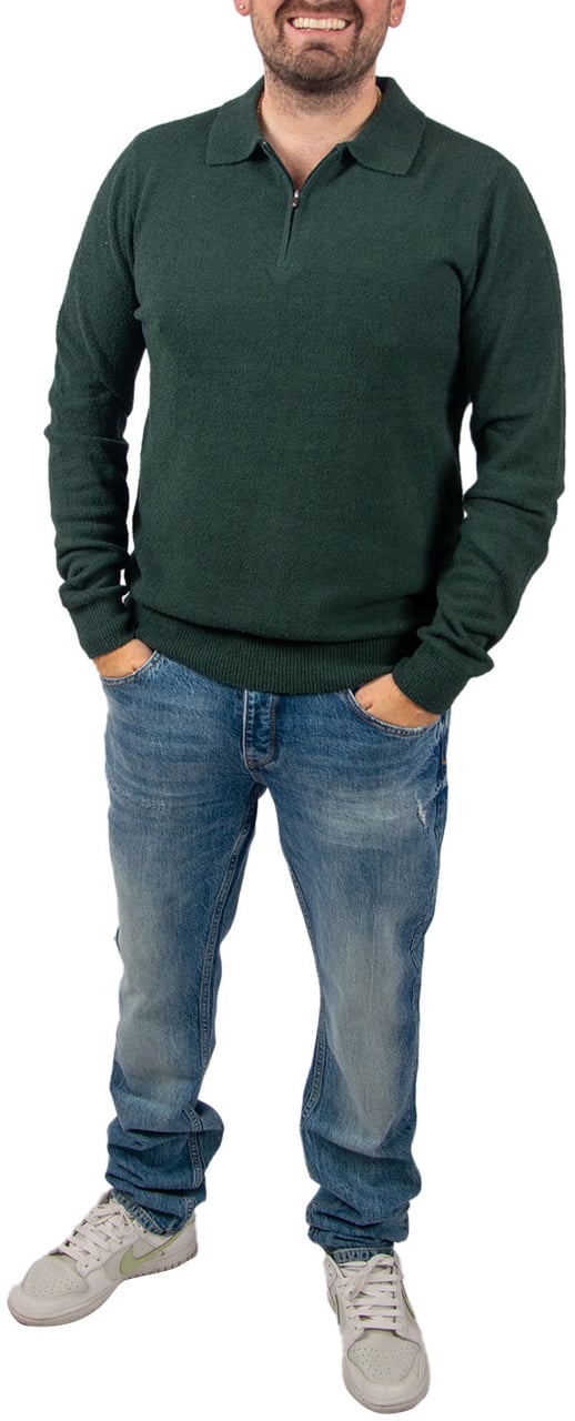 Pure Path Pure Path Regular Fit Zip Polo Knitwear Groen