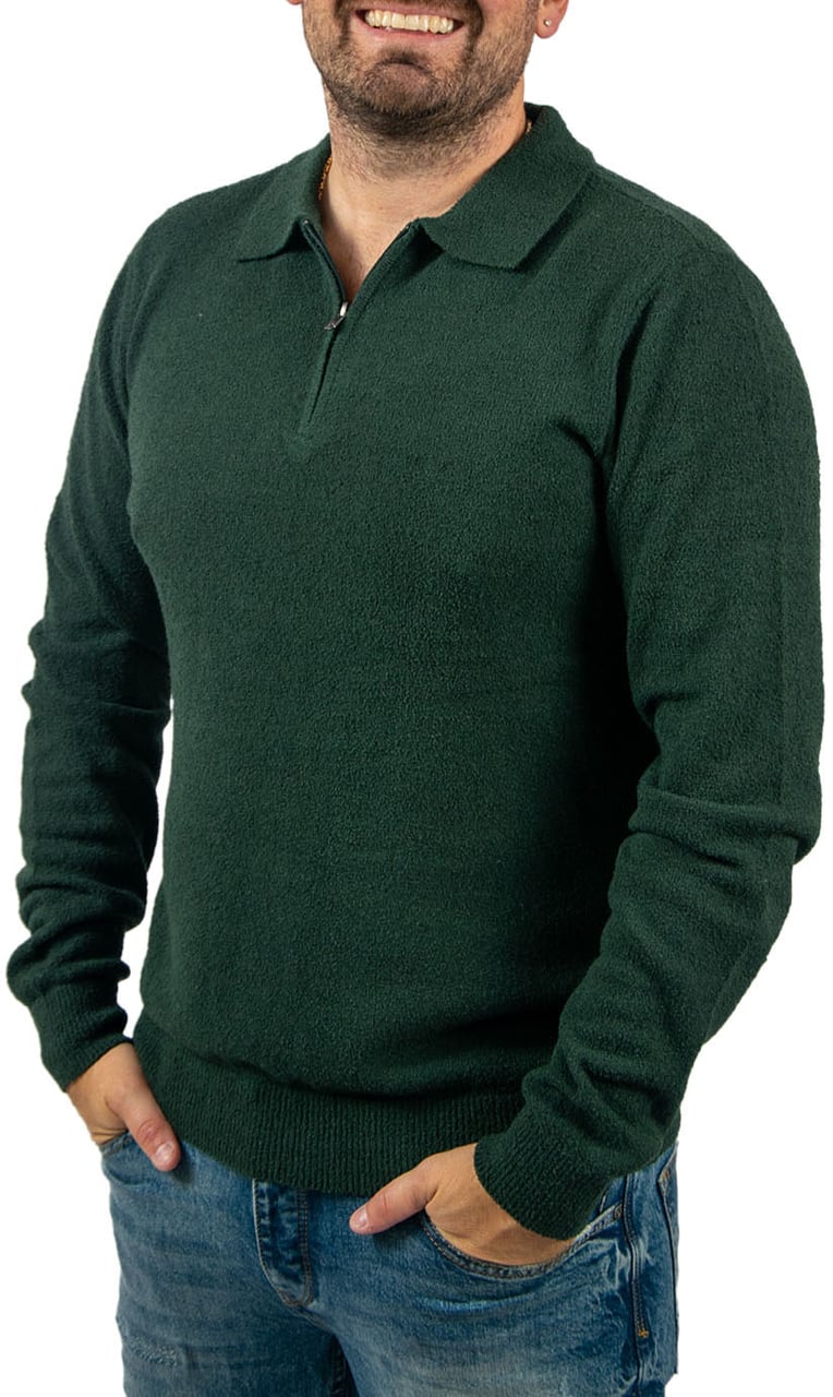 Pure Path Pure Path Regular Fit Zip Polo Knitwear Groen