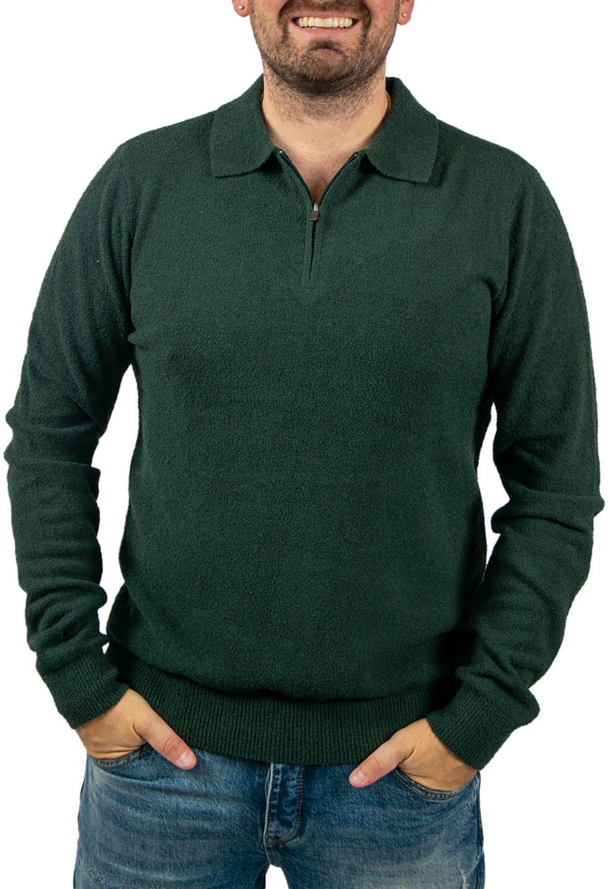 Pure Path Pure Path Regular Fit Zip Polo Knitwear Groen