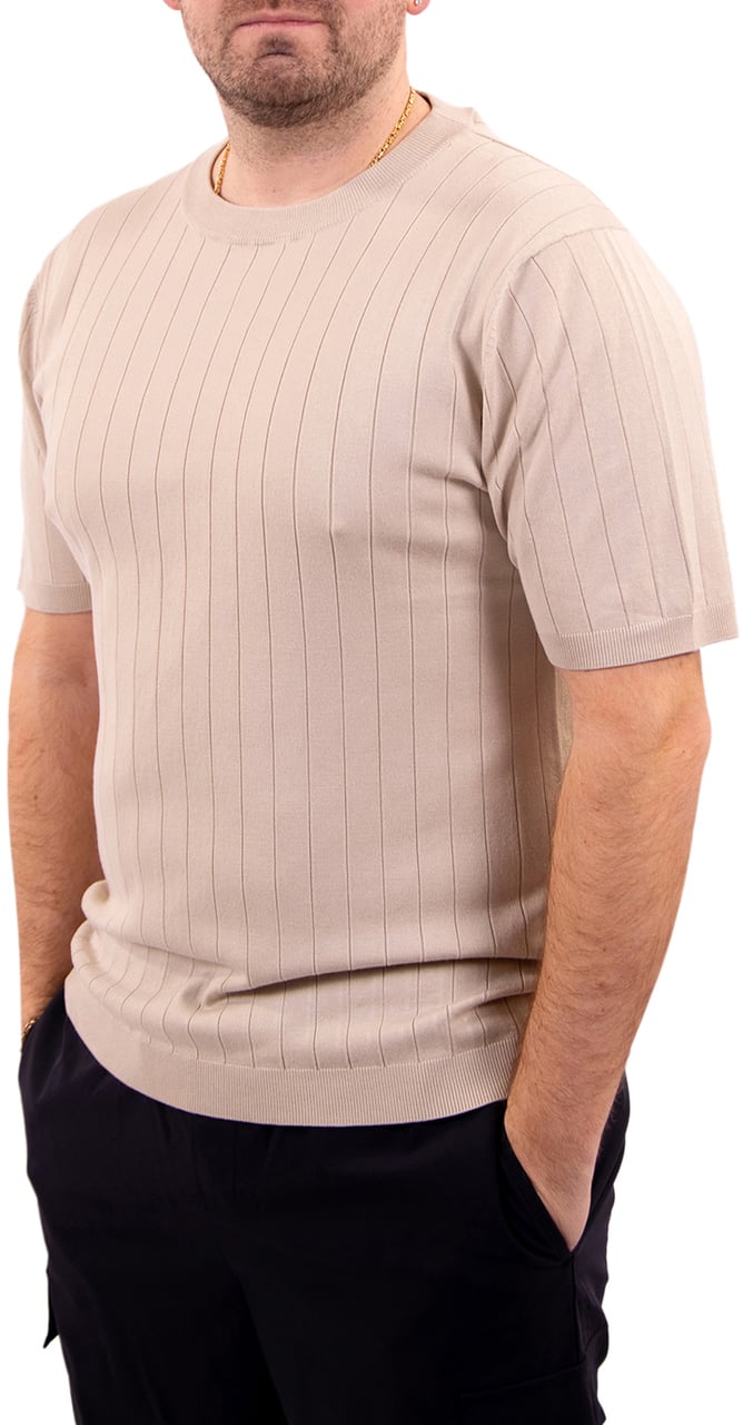 Pure Path Dropneedle Knitted T-Shirt Beige