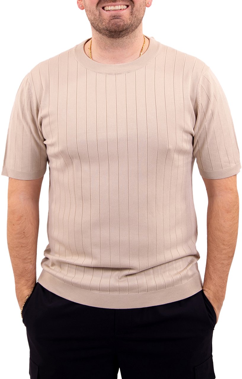 Pure Path Dropneedle Knitted T-Shirt Beige