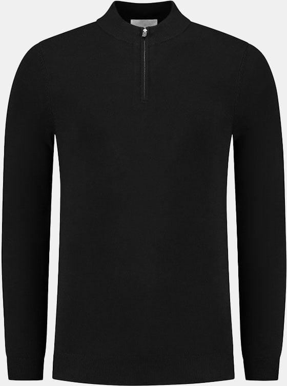 Pure Path Pure Path Regular Fit Knitwear Halfzip LS Zwart