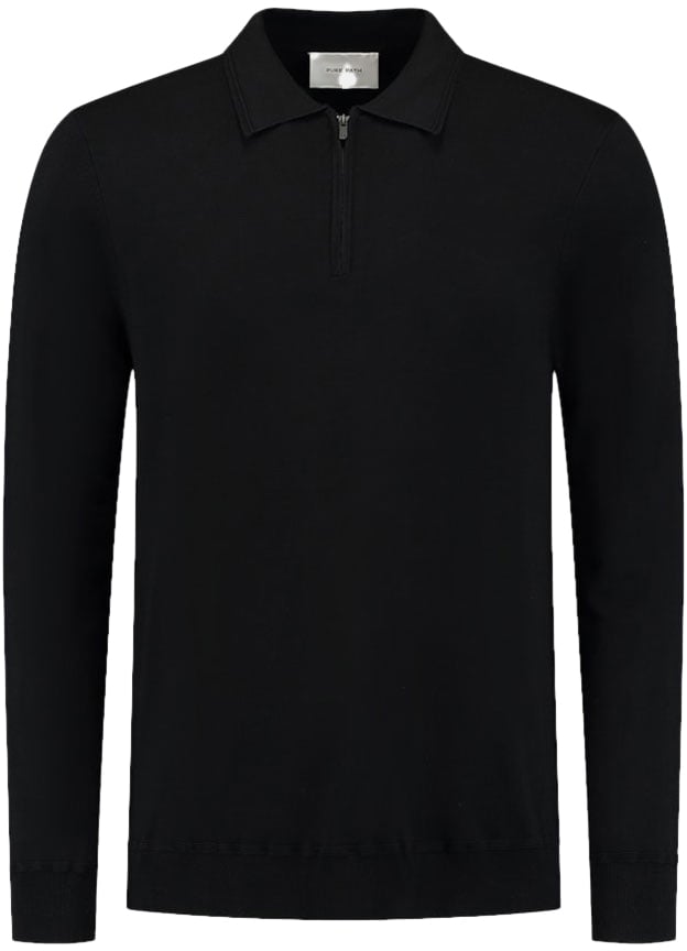 Pure Path Pure Path Regular Fit Knitwear Polo LS Zwart