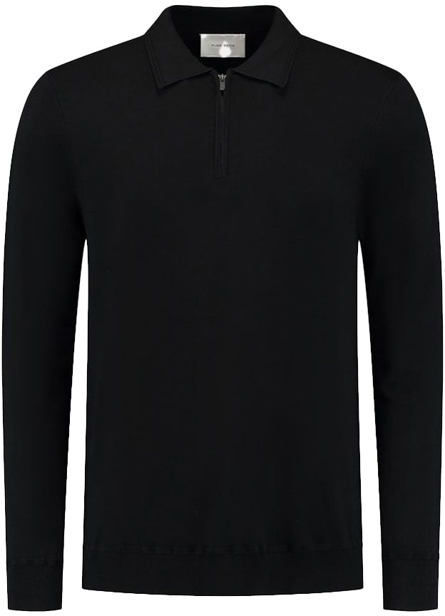 Pure Path Pure Path Regular Fit Knitwear Polo LS Zwart