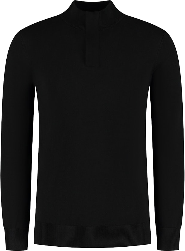 Pure Path Pure Path Regular Fit Knitwear Halfzip LS Zwart