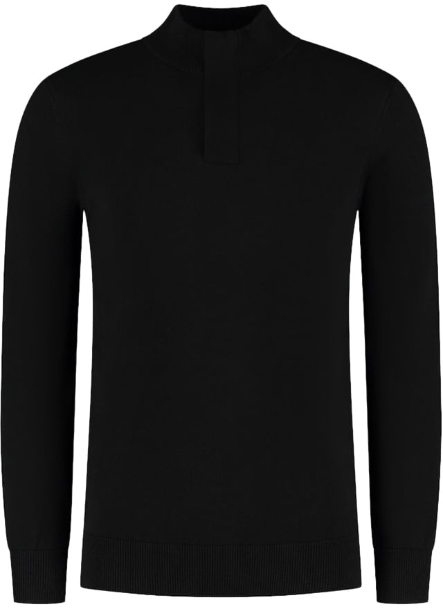 Pure Path Regular Fit Knitwear Halfzip LS Zwart