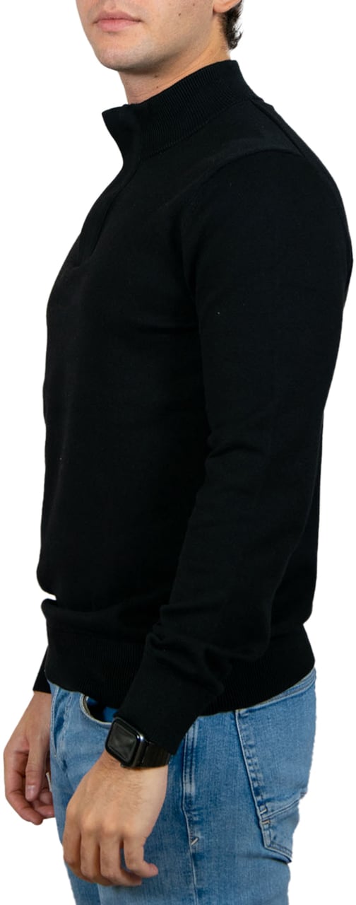 Pure Path Regular Fit Knitwear Halfzip LS Zwart