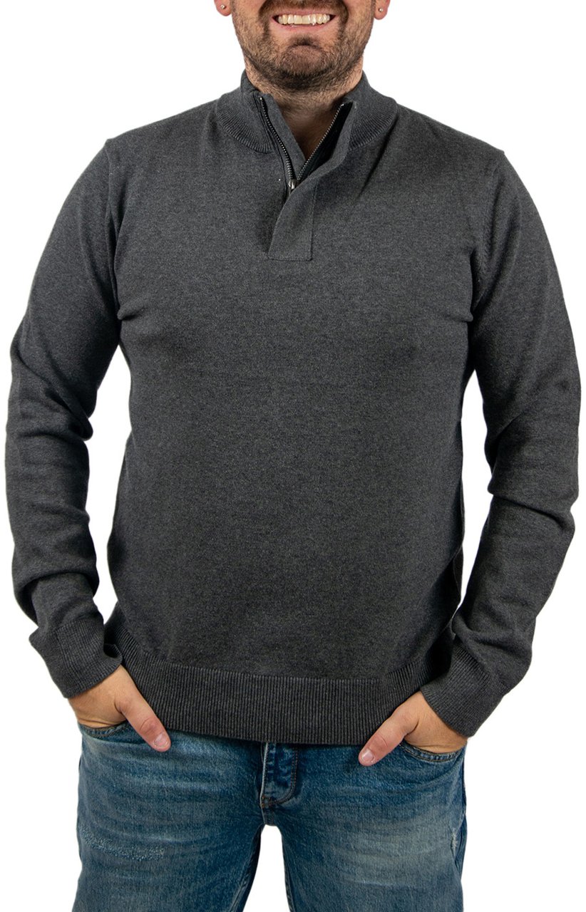 Pure Path Regular Fit Half Zip Knitwear Grijs