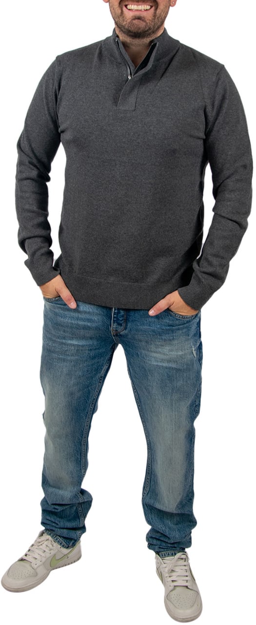 Pure Path Regular Fit Half Zip Knitwear Grijs