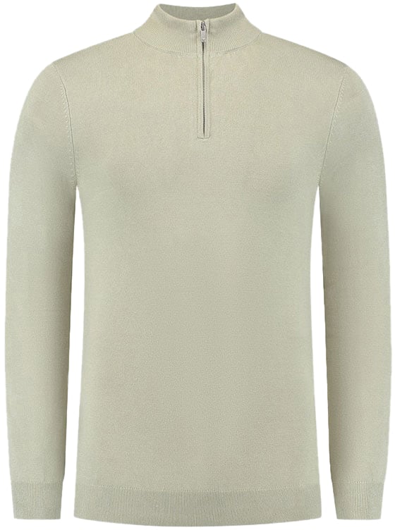 Pure Path Pure Path Regular Fit Knitwear Halfzip LS Groen
