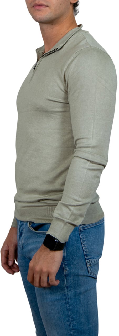 Pure Path Regular Fit Knitwear Halfzip LS Groen