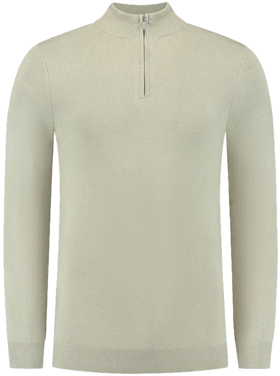 Pure Path Regular Fit Knitwear Halfzip LS Groen