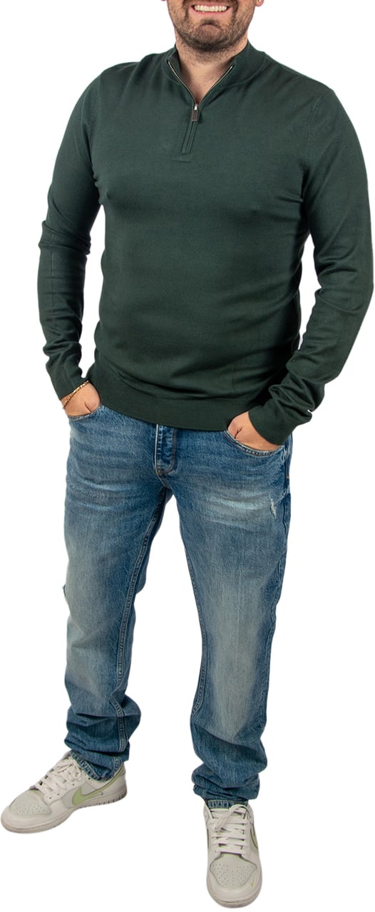 Pure Path Regular Fit Half Zip Knitwear Groen