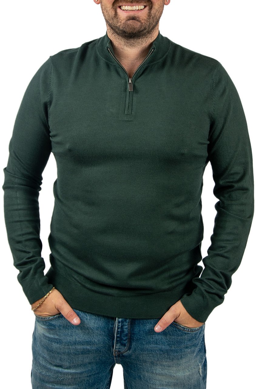 Pure Path Regular Fit Half Zip Knitwear Groen