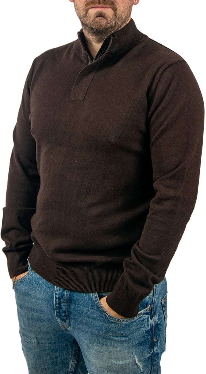 Pure Path Regular Fit Half Zip Knitwear Bruin