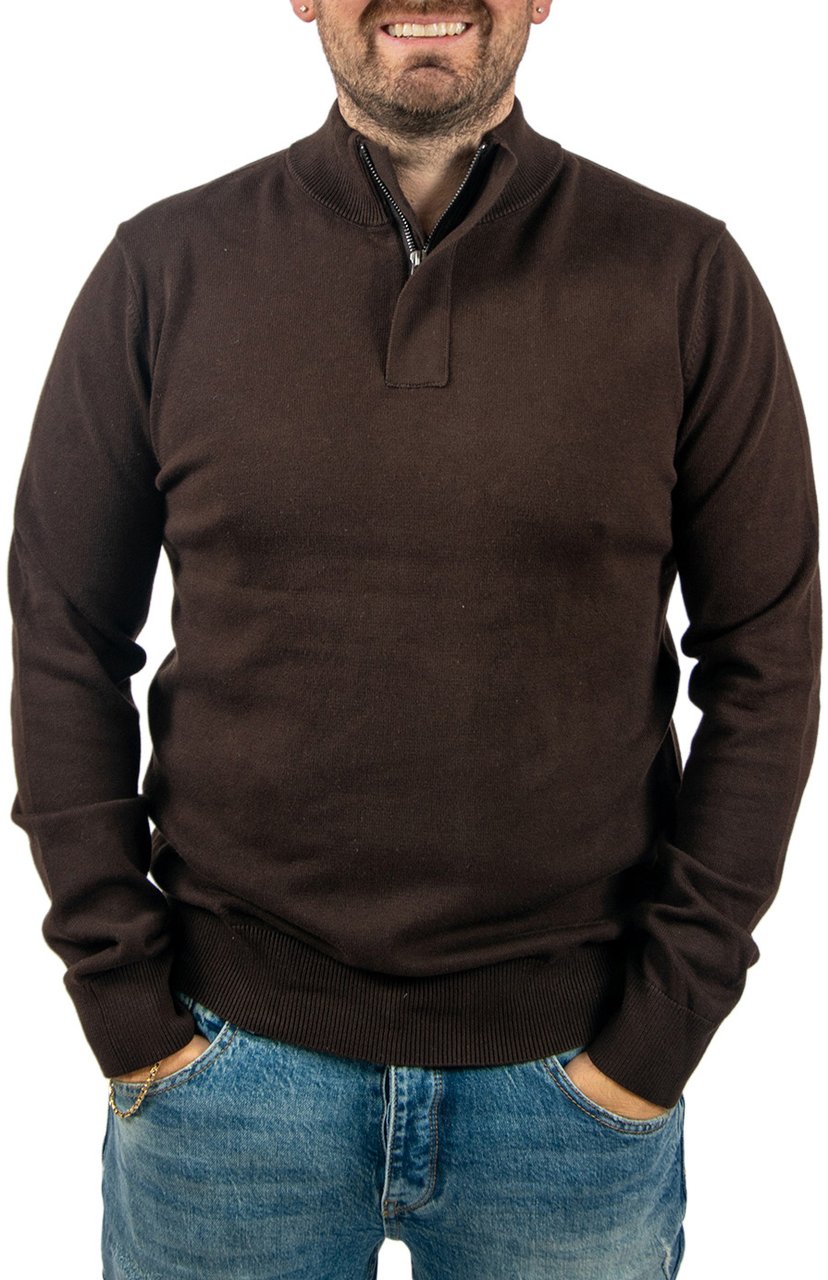 Pure Path Regular Fit Half Zip Knitwear Bruin