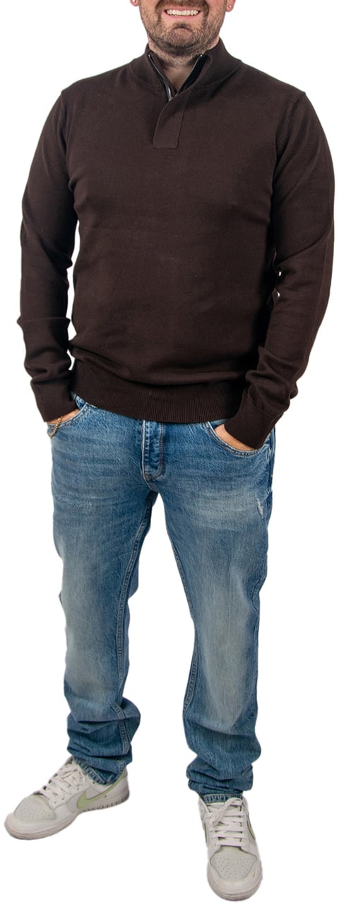 Pure Path Regular Fit Half Zip Knitwear Bruin