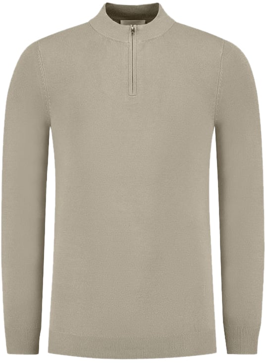 Pure Path Pure Path Regular Fit Knitwear Halfzip LS Beige