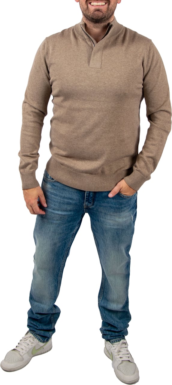 Pure Path Pure Path Regular Fit Half Zip Knitwear Beige