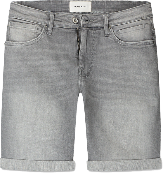 Pure Path Pure Path The Steve Slim Fit Denim Short Grijs
