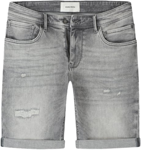 Pure Path Pure Path The Steve Slim Fit Denim Shorts Grijs