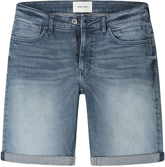Pure Path Pure Path The Miles Slim Fit Denim Short Blauw