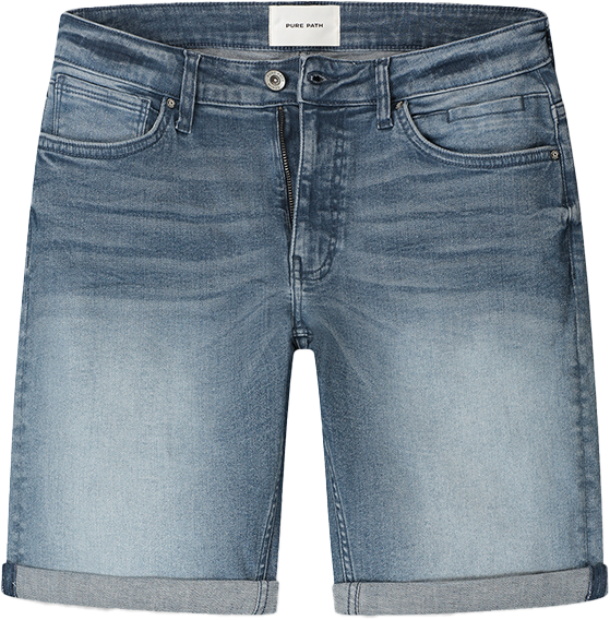 Pure Path Pure Path The Miles Slim Fit Denim Short Blauw
