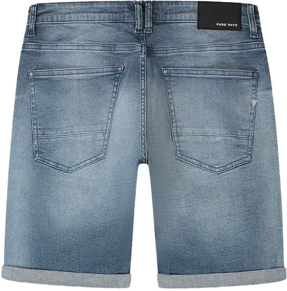 Pure Path Pure Path The Miles Slim Fit Denim Short Blauw