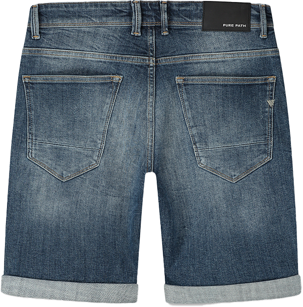 Pure Path Pure Path The Miles Slim Fit Denim Short Blauw