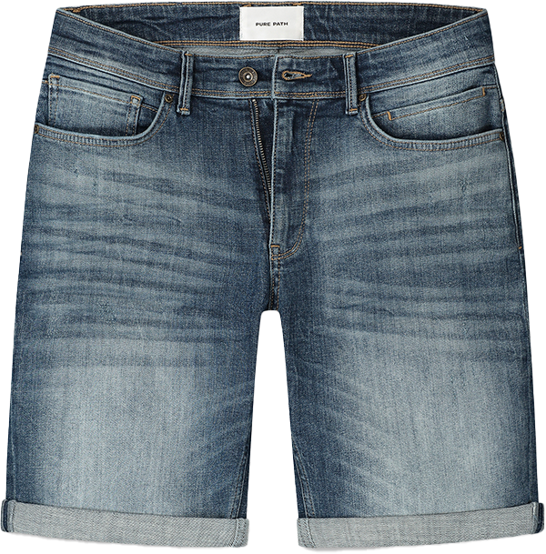 Pure Path Pure Path The Miles Slim Fit Denim Short Blauw