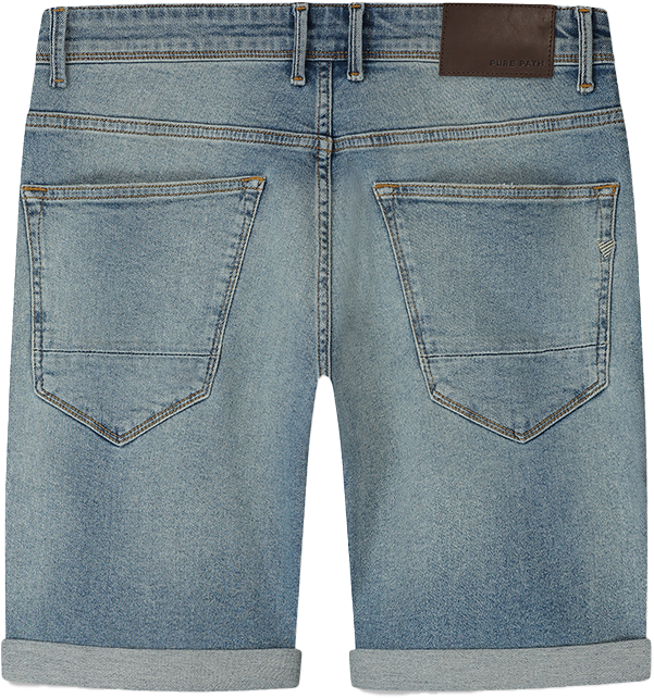 Pure Path Pure Path The Steve Slim Fit Denim Short Blauw