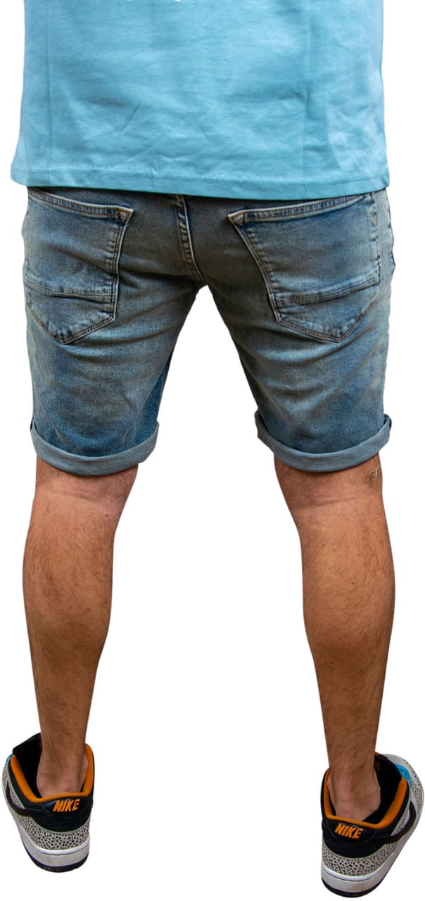 Pure Path The Steve Slim Fit Denim Short Blauw